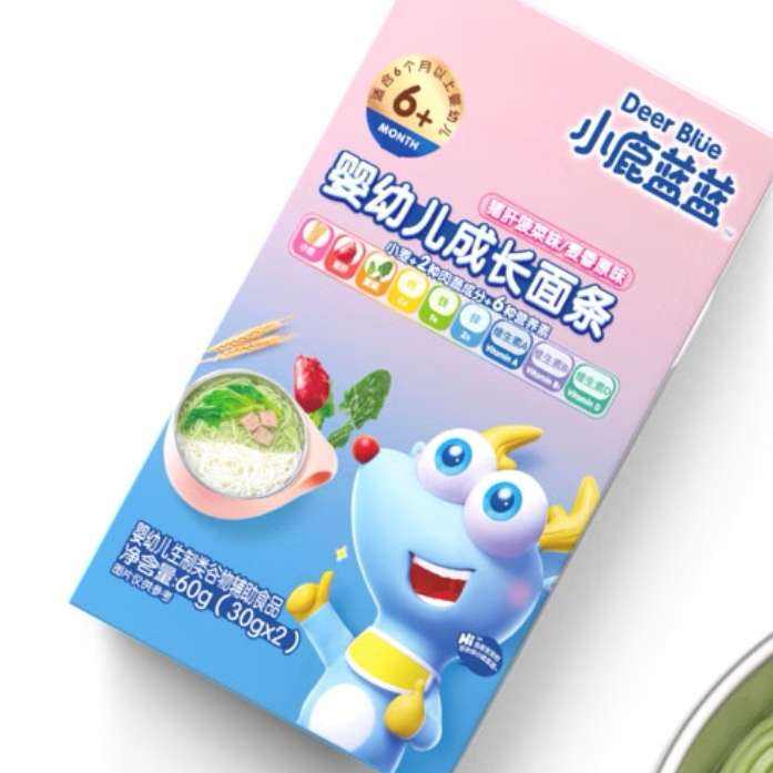 小鹿蓝蓝婴幼儿面条猪肝菠菜+麦香原味 60g 2.9元