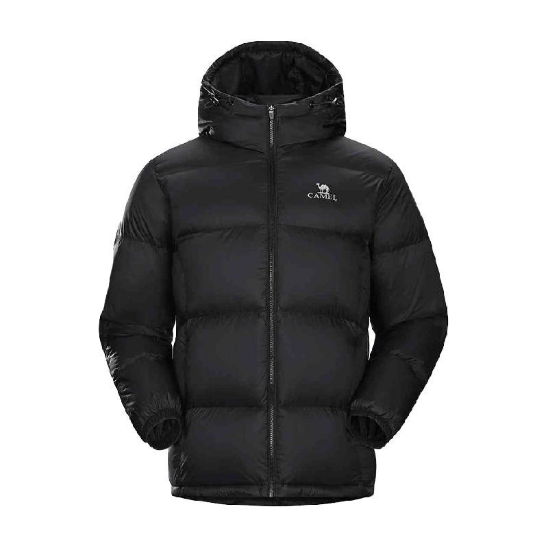 骆驼 男装防泼水面包服男秋冬连帽加厚保暖鸭绒短款拒水羽绒服外套 439元