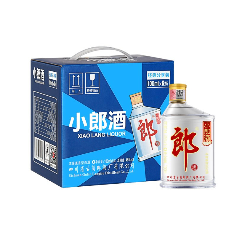 LANGJIU 郎酒 歪嘴郎 浓酱兼香型白酒 小郎酒 45度 100mL 6瓶 分享装 59.4元（需用