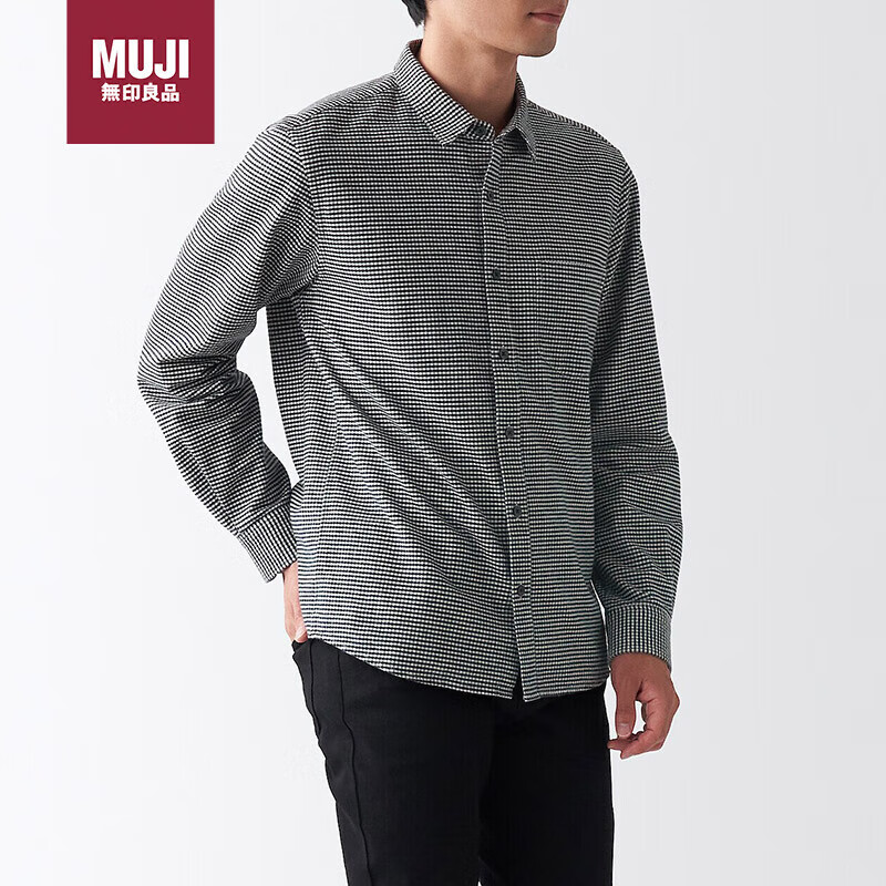 MUJI 無印良品 无印良品（MUJI）男女通用 法兰绒 开领衬衫 长袖休闲百搭衬衫