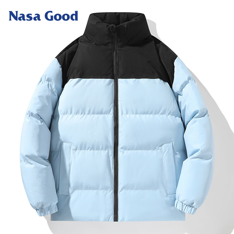 NASA GOOD 棉服男秋季立领潮流时尚拼色休闲情侣装保暖袄子上衣外套 蓝3XL 74.5