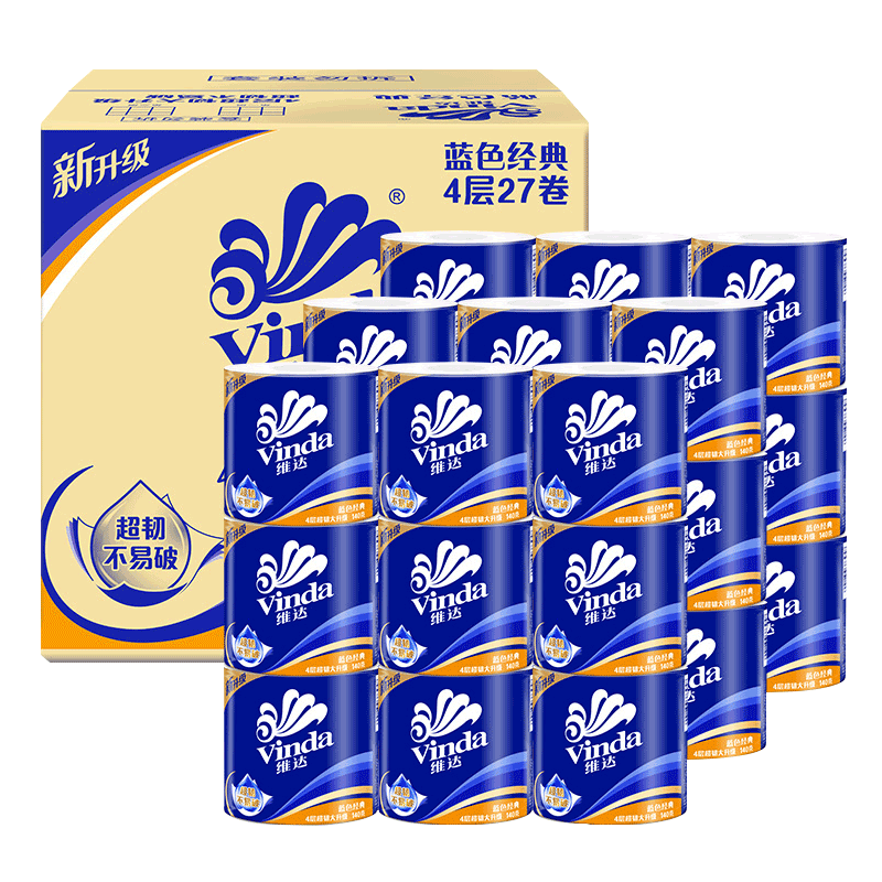 维达（Vinda）卷纸4层27卷140g*3件 107.7元包邮（需领券，合35.9元/件）