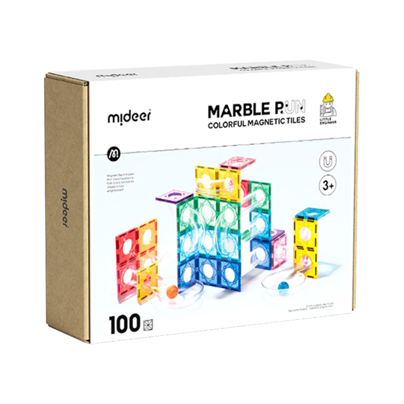 弥鹿 儿童玩具管道滚珠磁力片-管道滚珠100pcs+收纳袋新年礼物 123.31元（需用