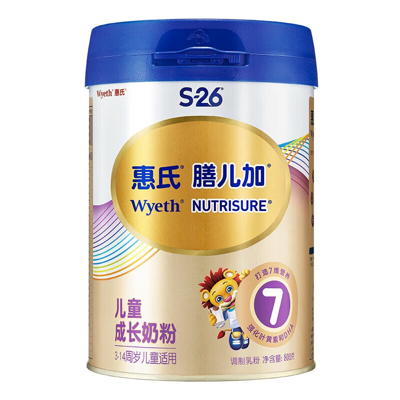 Wyeth 惠氏 S-26 膳儿加4段儿童成长奶粉 3岁以上儿童适用 800g 1罐 99.9元