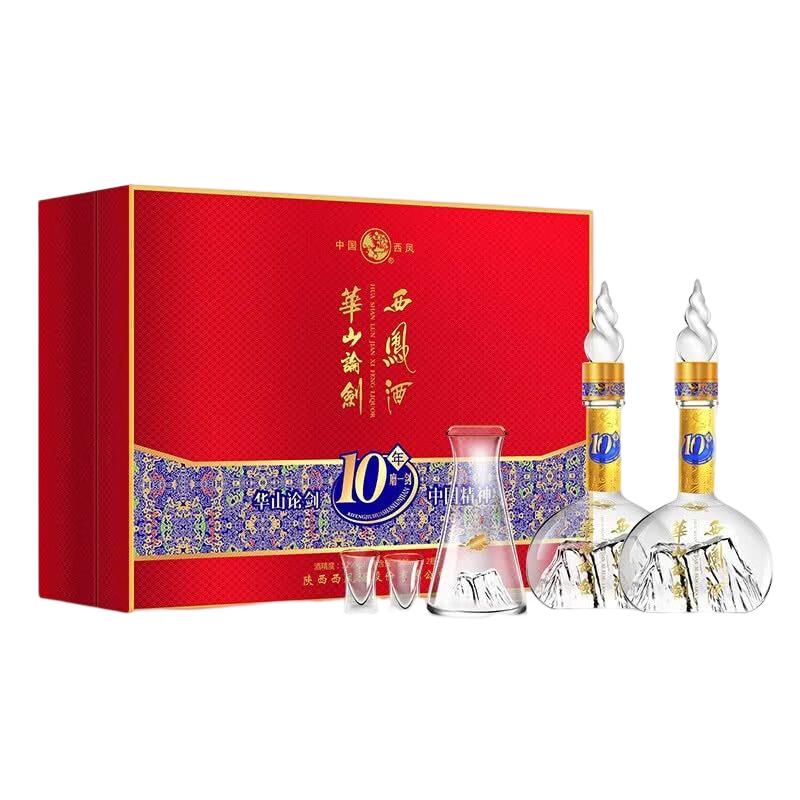 移动端、京东百亿补贴：西凤酒 华山论剑10年 52度 500ml*2瓶 礼盒装 凤香型白