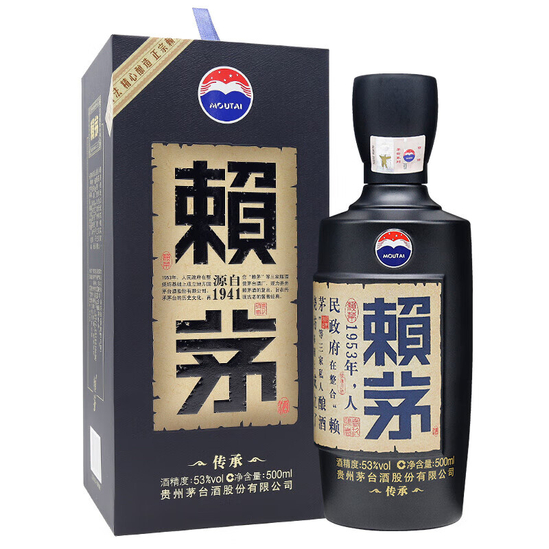 赖茅茅台 传承蓝 53度500ml 酱香型500mL 1瓶 316.16元（需领券）