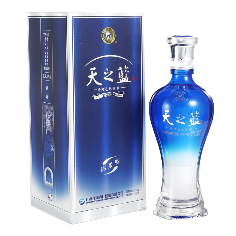 plus：洋河 蓝色经典 天之蓝 42度 480ml 单瓶装 绵柔浓香型白酒 253.60元