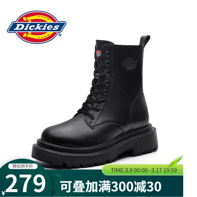 Dickies 帝客 女士马丁靴舒适百搭英伦短靴显高显瘦女靴 黑色 37 399元