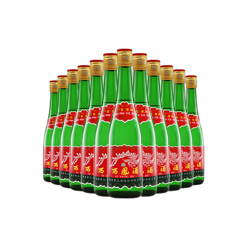 移动端、京东百亿补贴：西凤酒 绿瓶裸瓶省外版 45度 500ml*12瓶 整箱装 凤香