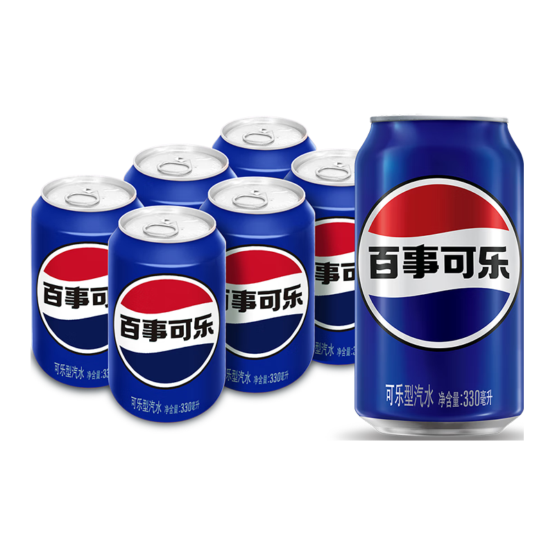 百事 碳酸汽水饮料 330ml*6罐 6.8元（需用券）