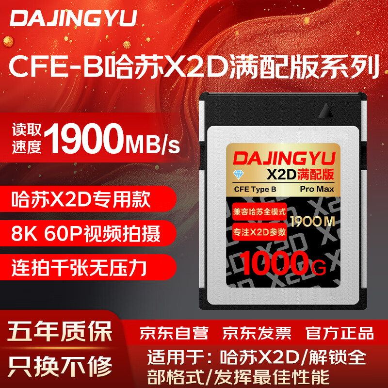 DAJINGYU 大鲸鱼cfexpress CFE Type B存储卡 哈苏X2D专用CFE B卡 高速相机内存卡 支持