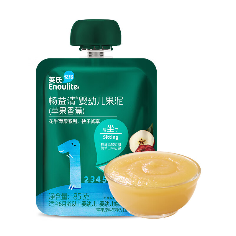 Enoulite 英氏 Engnice）畅益清宝宝辅食泥婴幼儿果泥苹果香蕉泥85g*1袋 7.9元