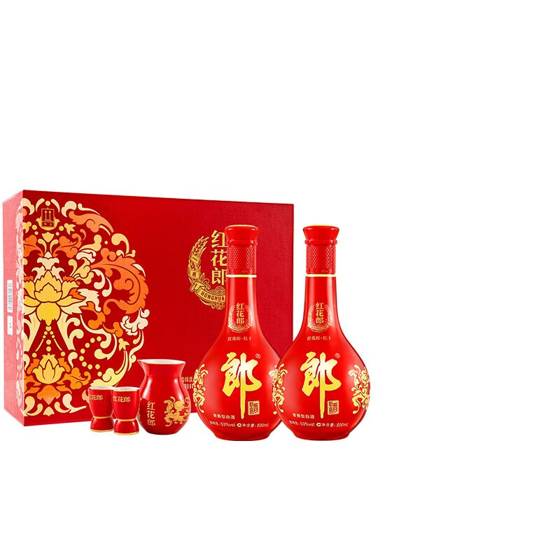 LANGJIU 郎酒 红花郎十 53度 酱香型白酒 500mL*2瓶 礼盒装 ￥488