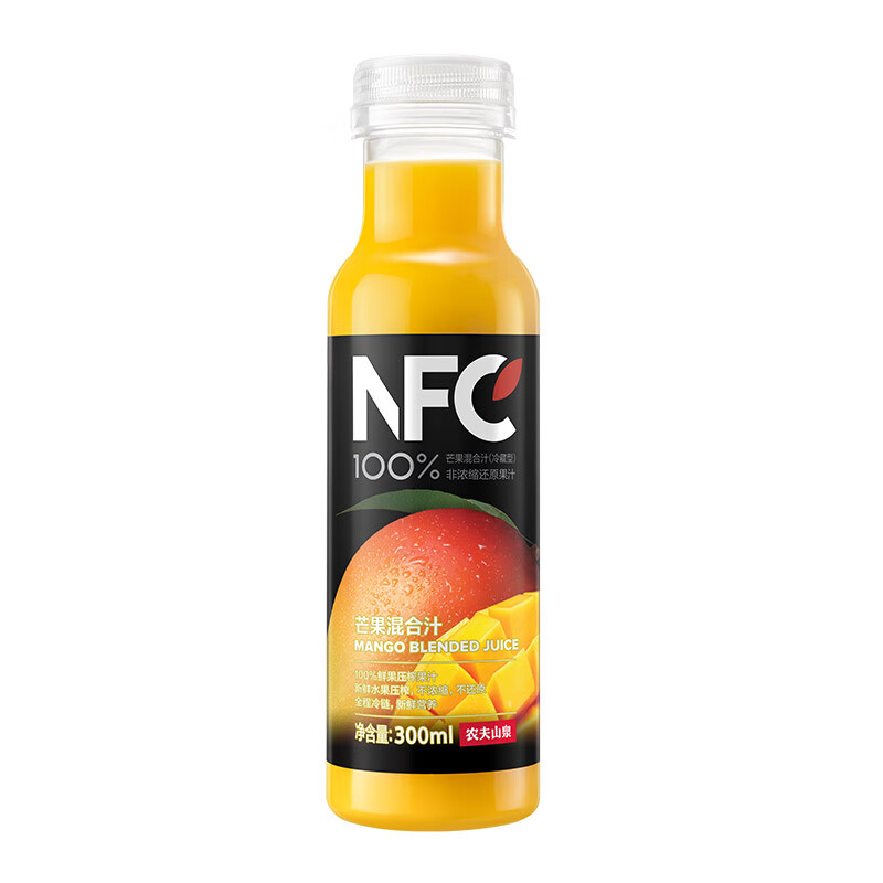 PLUS会员、限地区、概率券：农夫山泉 NFC果汁100﹪鲜果压榨芒果混合汁 300ml*4
