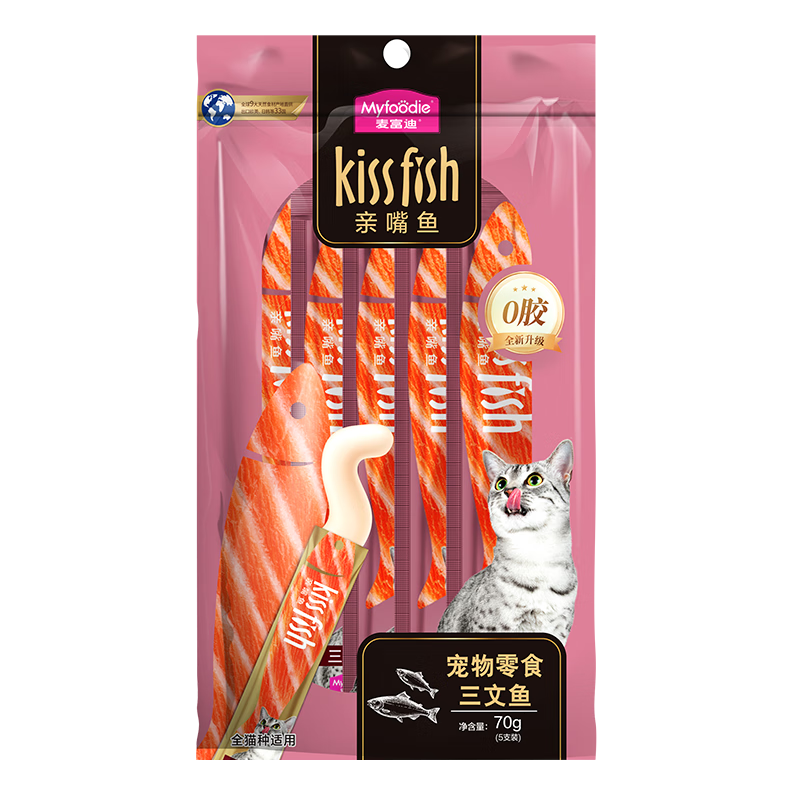 PLUS会员：麦富迪 猫条 猫零食成幼猫通用猫咪零食营养猫湿粮 三文鱼味 14g*5