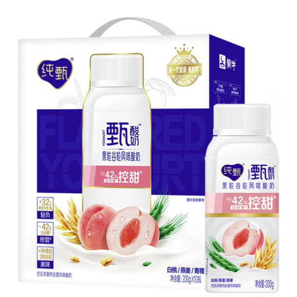 JUST YOGHURT 纯甄 MENGNIU 蒙牛 白桃燕麦青稞果粒酸奶 200g×10瓶 24.12元