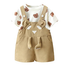 WEIMIYA 薇靡雅 儿童背带套装夏装新款儿童装洋气宝宝夏季时尚短袖两件套 印