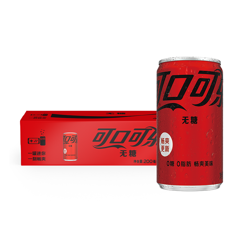 可口可乐 Coca-Cola 饮料 零度 无糖 汽水 碳酸饮料 200ml*12/组 13.58元