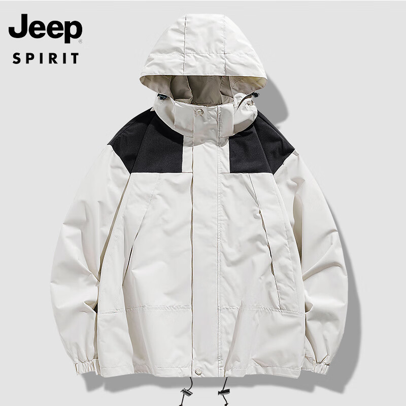 PLUS会员：JEEP SPIRIT 吉普 冲锋夹克 冲锋衣 男女同款 多色可选 78.56元包邮（需用券）