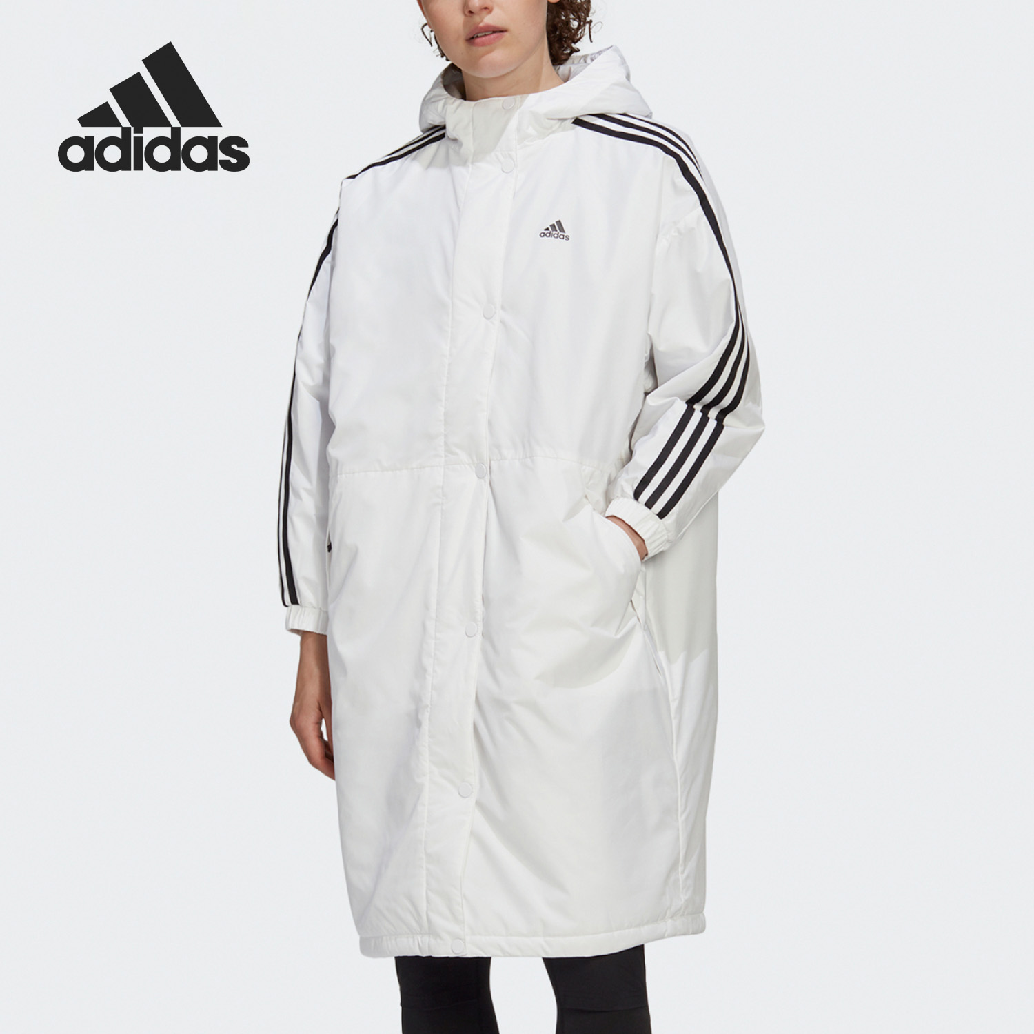 adidas 阿迪达斯 官方正品女子连帽长款户外运动隔层棉服 GF0026 389元（需用券