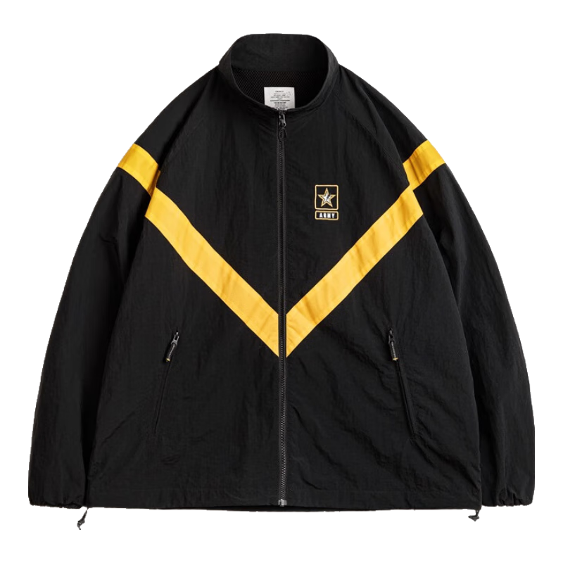 马登 工装 美式复古ARMY IPFU训练服夹克经典撞色透气宽松立领外套男秋 黑色 