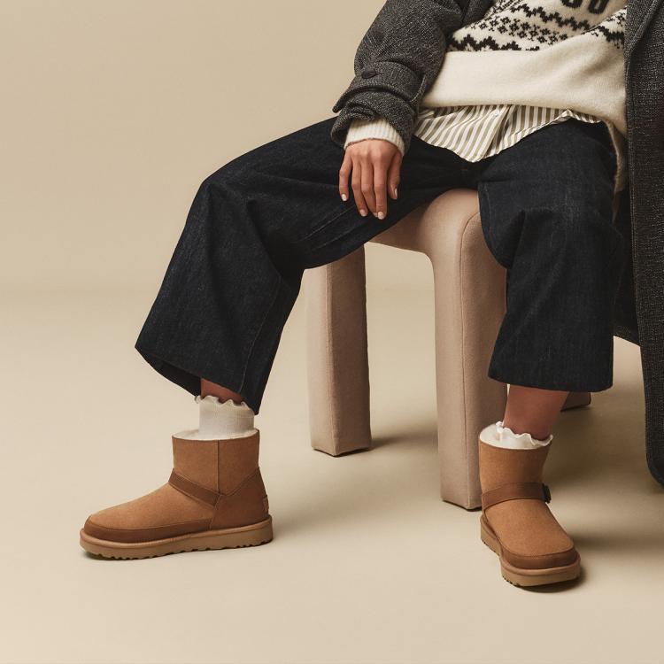UGG 秋冬加绒厚底雪地靴短靴加厚休闲靴女靴1174512栗色 590元 - 清风线报