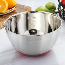 MAXCOOK 美厨 304不锈钢盆沙拉盆 烘焙和面盆带刻度调料盆洗菜盆加大加厚味斗
