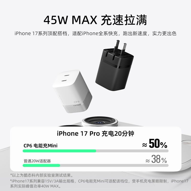 酷态科 CP6电能充Mini 67W低温快充 手机充电器 50.3元 - 线报酷