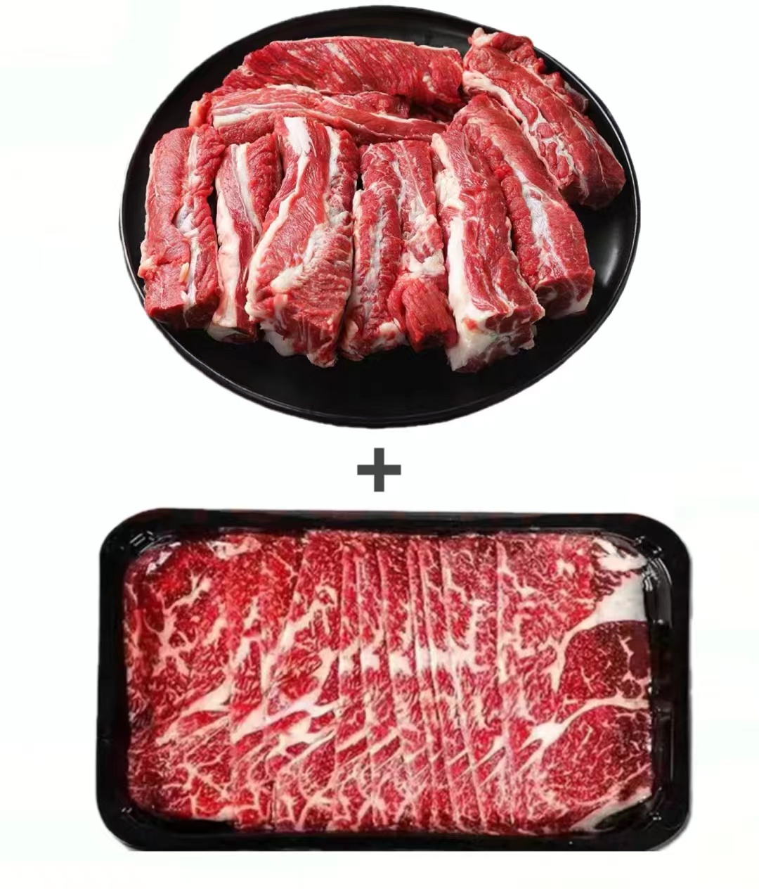 澳洲进口M5眼肉牛肉片200g*5盒+安格斯牛肋条2斤*1包 共4斤 155.2元（需用券）