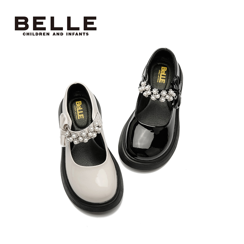 BeLLE 百丽 童鞋女童公主鞋2024春夏新款软底单鞋儿童黑色英伦风皮鞋大童 159.