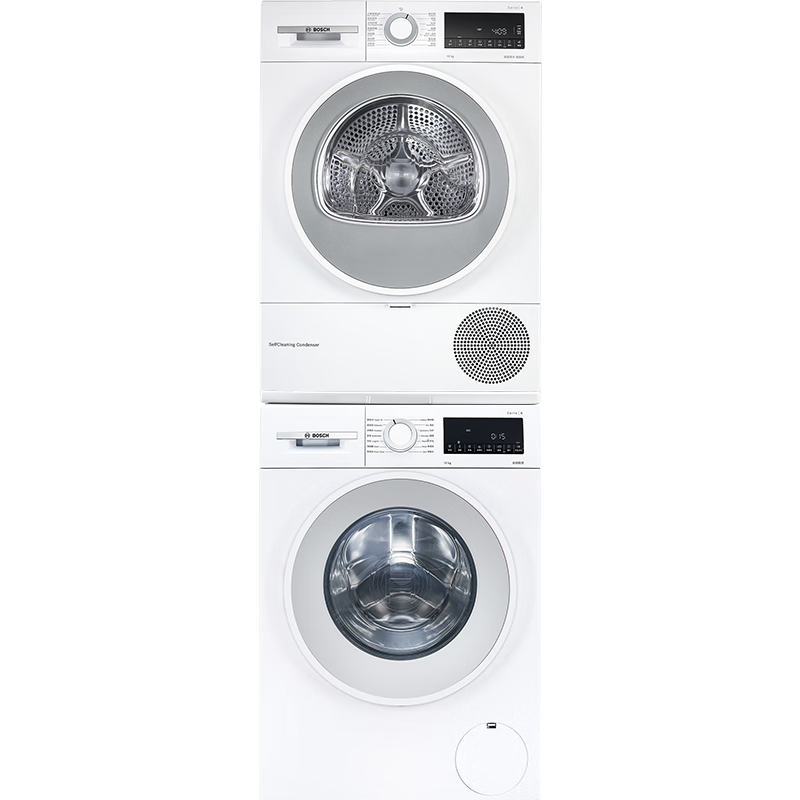PLUS会员：BOSCH 博世 云朵白系列 WGA152000W+WQA254D00W 热泵洗烘套装 白色 8217.8元+