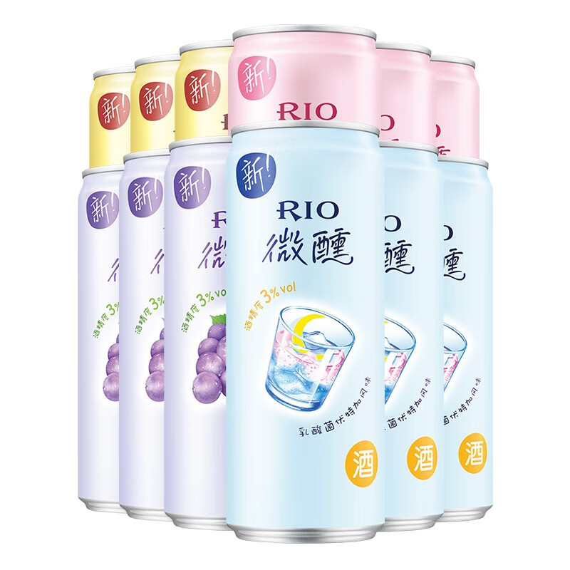 RIO 锐澳 微醺鸡尾酒 330ml*12瓶（百香果3白桃3葡萄3乳酸菌3） 59.8元（需用券