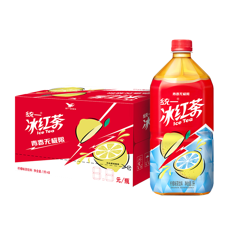 统一 柠檬味 冰红茶 瓶装 1L 8瓶 25.9元