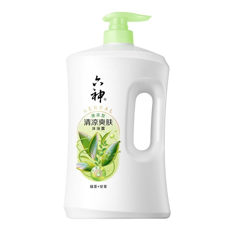 六神 沐浴露1.5kg大瓶绿茶甘草夏清凉爽肤清香洗澡沐浴乳家用正品