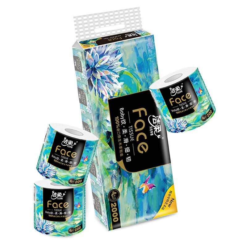 洁柔 Face油画有芯卷筒纸 加大加厚 4层 200g*20卷 39.72元