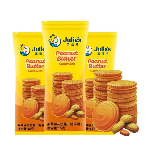 Julie's 茱蒂丝 花生酱芝士夹心饼干 15g*11袋 9.93元包邮（需买2件，共19.86元，