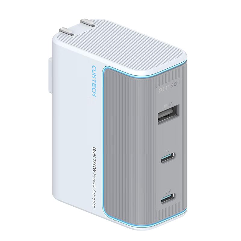 酷态科 10号 GaN三口充电器 120W 银滩白 76元
