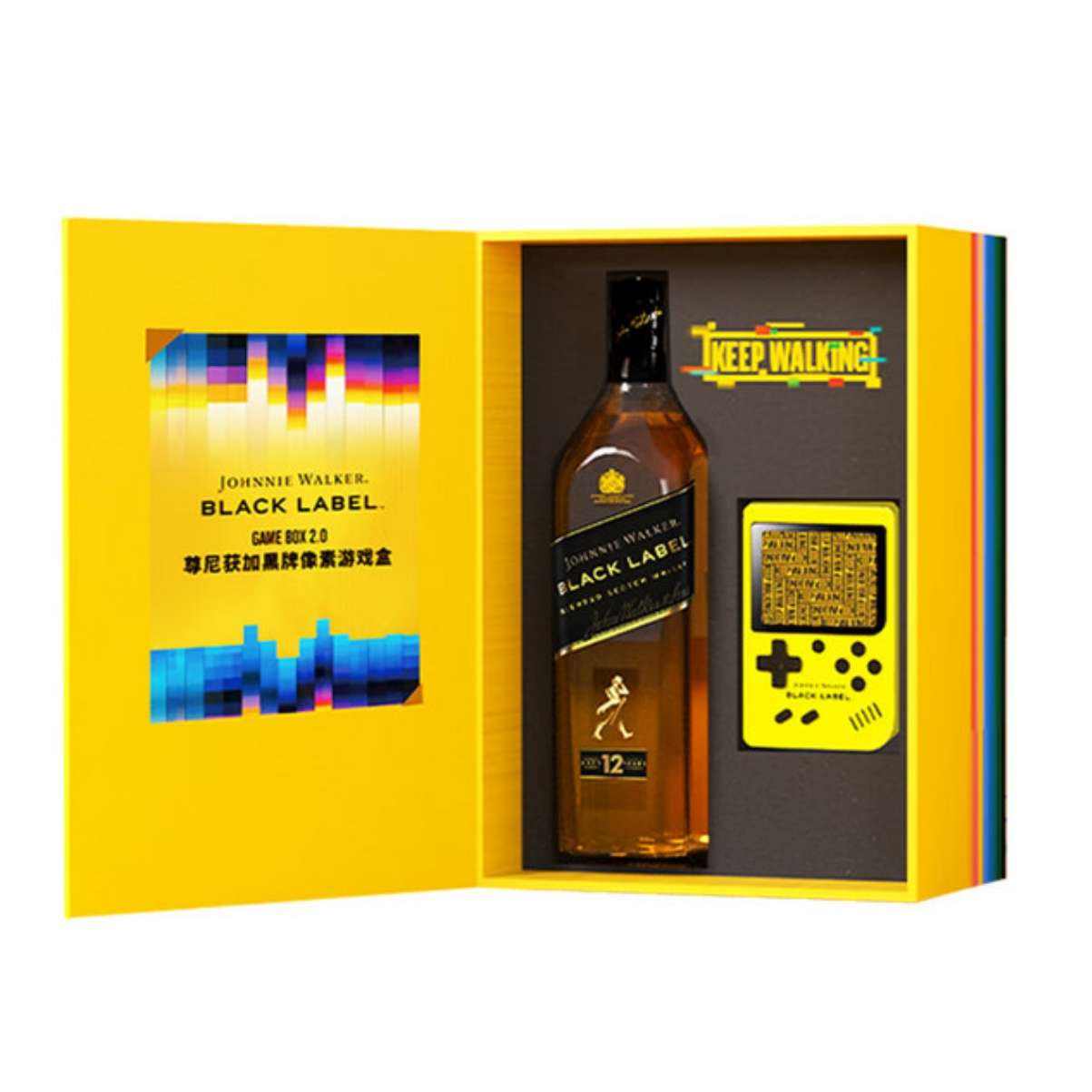 Plus会员:尊尼获加 JOHNNIE WALKER 12年黑方 黑牌像素游戏礼盒700ml *1瓶礼盒装+凑