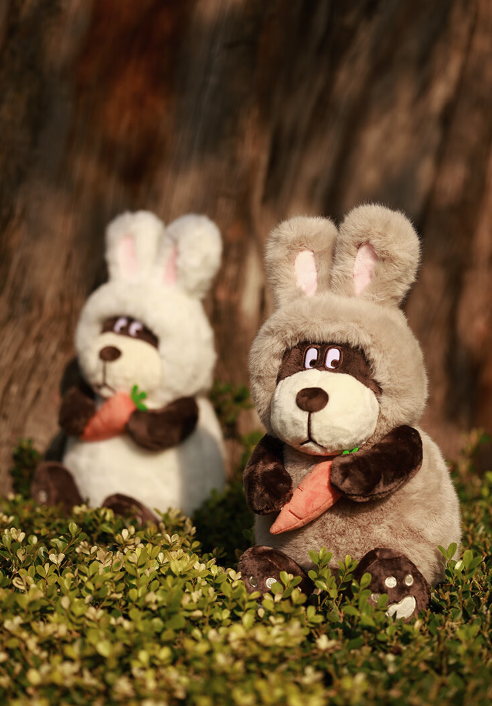 小熊汉斯 兔子毛绒玩具 兔兔 灰色 M