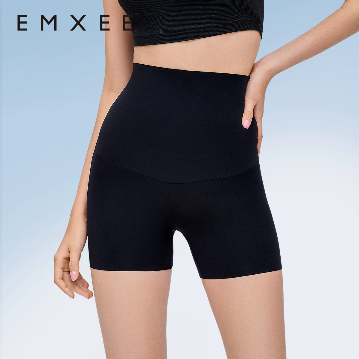 EMXEE 嫚熙 孕妇鲨鱼打底裤安全裤夏季新款短裤运动孕期三分提臀裤瑜伽裤 