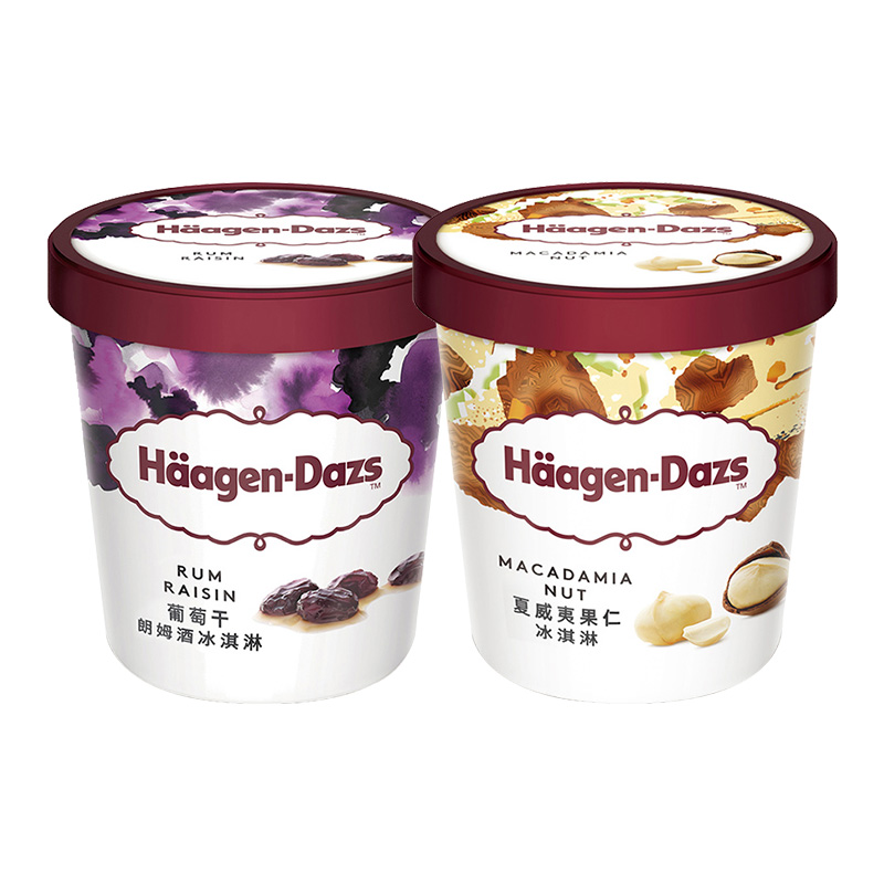 Häagen·Dazs 哈根达斯 法国哈根达斯冰淇淋品脱（葡萄朗姆+夏威夷果仁） 131.1