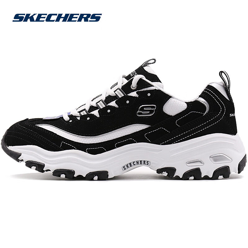 移动端：SKECHERS 斯凯奇 男鞋秋冬2024新款厚底增高老爹鞋一代经典黑白熊猫