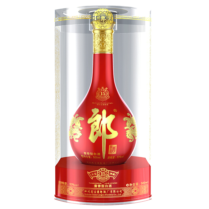 郎酒 红花郎15 酱香型白酒 53度 500mL*6瓶 礼盒整箱装 中秋礼品 2271.8元
