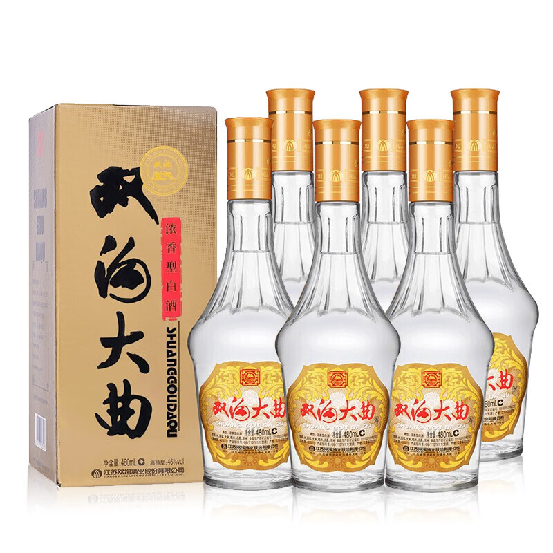 雙溝 大麴 名玻 46%vol 濃香型白酒 480ml*6瓶 整箱裝 169元 - 京東