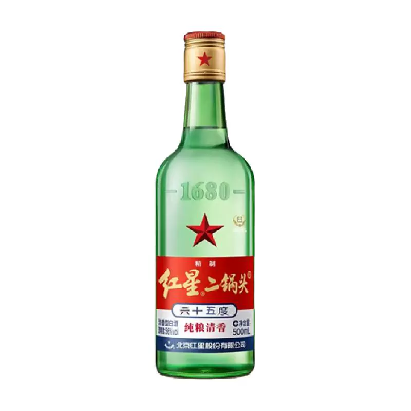 红星 北京红星二锅头精制大二65度500ml单瓶装高度口粮酒 ￥24.7