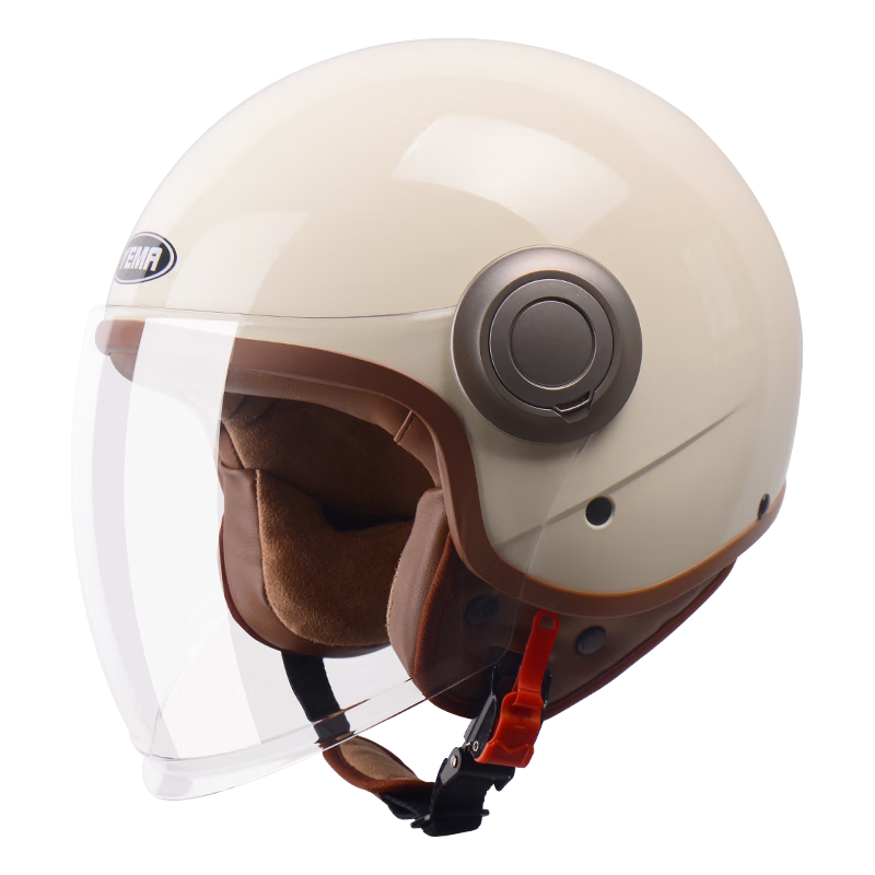 野马 3C认证611S摩托车头盔男女冬季个性复古哈雷电动车帽 四季通用 卡其色