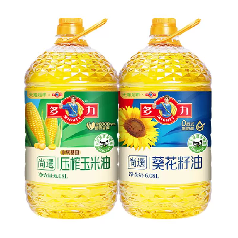 MIGHTY 多力 尚选葵花籽油玉米油6.08L*2桶食用油营养健康组合 ￥120.12