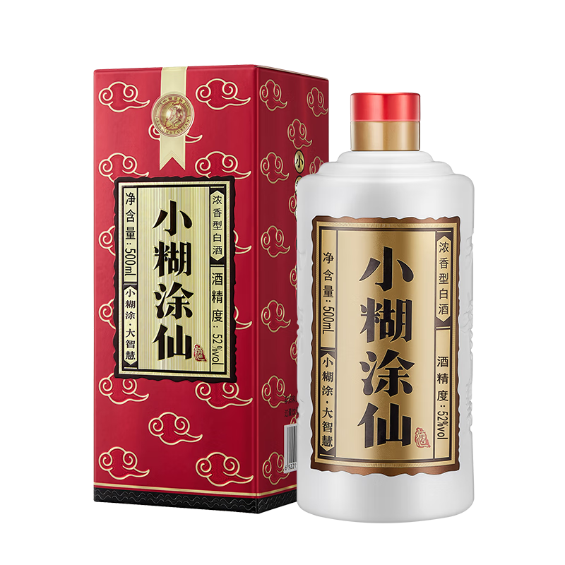 plus会员：小糊涂仙 普仙 52度 500ml 单瓶装 X2件 送100ml小酒 146.04元/件（需拍2