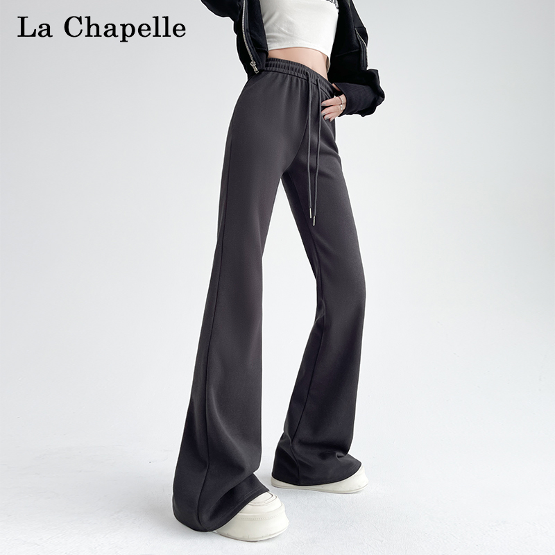 La Chapelle 薄款高腰休闲运动卫裤抽绳款微喇裤女 59元包邮（需用券）