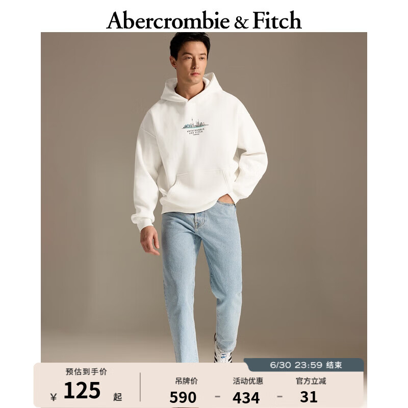 Abercrombie & Fitch 男装女装情侣装 通勤运动宽松美式复古美式风连帽卫衣 355559